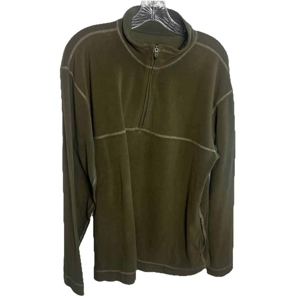 LIFE IS GOOD Men’s‎ 1/4 Zip Pullover Sweatshirt Green Micro Fleece M Cozy Travel